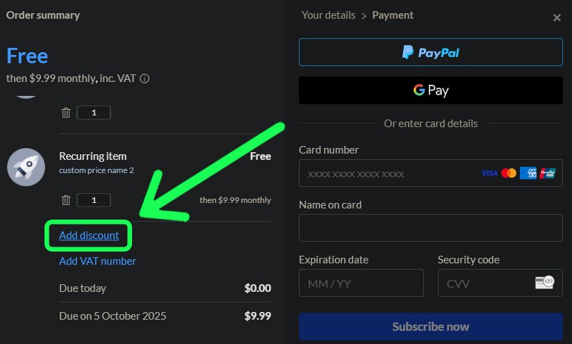 Discount code example